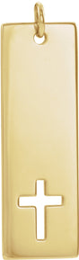 14K Yellow Gold Engravable Pierced Cross Bar Pendant