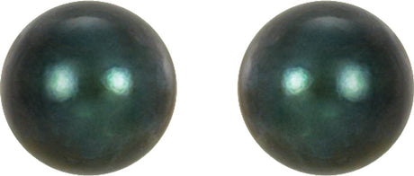 14K White Gold  5 mm Cultured Black Akoya Pearl Earrings