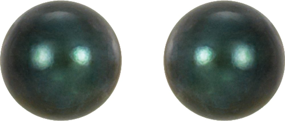 14K White Gold  5 mm Cultured Black Akoya Pearl Earrings