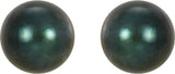 14K White  5 mm Cultured Black Akoya Pearl Earrings