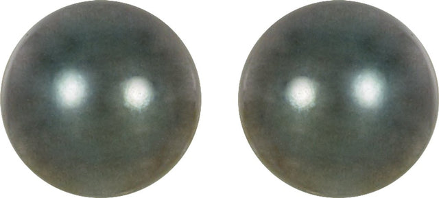 14K Palladium White 8 mm Cultured Gray Tahitian Pearl Earrings