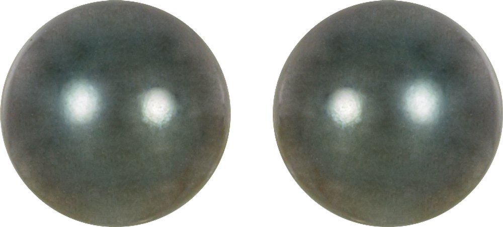 14K Palladium White 8 mm Cultured Gray Tahitian Pearl Earrings