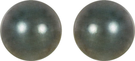 14K Palladium White 8 mm Cultured Gray Tahitian Pearl Earrings