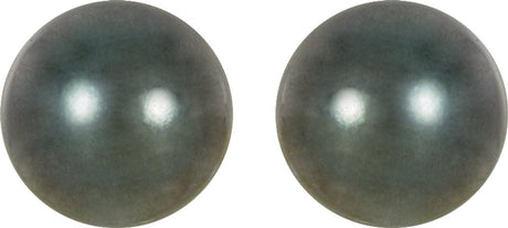 14K Palladium White Gold 8 mm Cultured Gray Tahitian Pearl Earrings