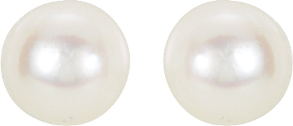 14K Yellow 4 mm Cultured White Akoya Pearl Earrings