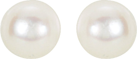 14K Yellow Gold 4 mm Cultured White Akoya Pearl Earrings