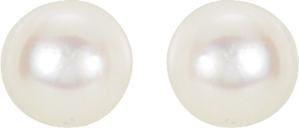 14K Yellow Gold 4 mm Cultured White Akoya Pearl Earrings