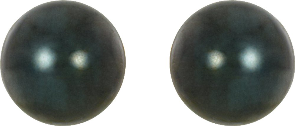 14K White 7 mm Black Akoya Cultured Pearl Earrings