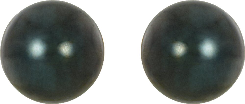14K Yellow Gold 7 mm Cultured Black Akoya Pearl Earrings