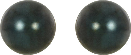 14K Yellow Gold 7 mm Cultured Black Akoya Pearl Earrings