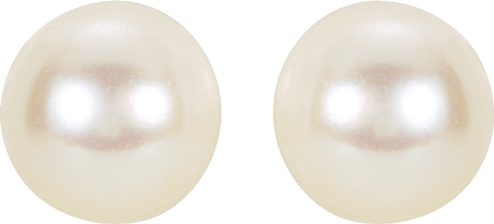 14K Yellow 6 mm Cultured White Akoya Pearl Earrings