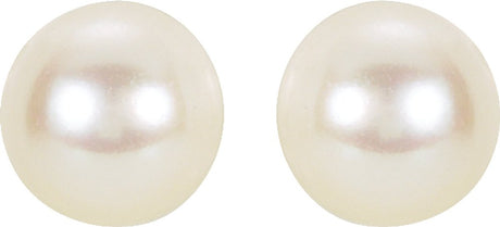 14K Yellow 6 mm Cultured White Akoya Pearl Earrings