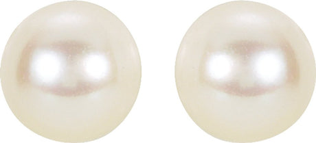 14K White Gold 6 mm Cultured White Akoya Pearl Earrings