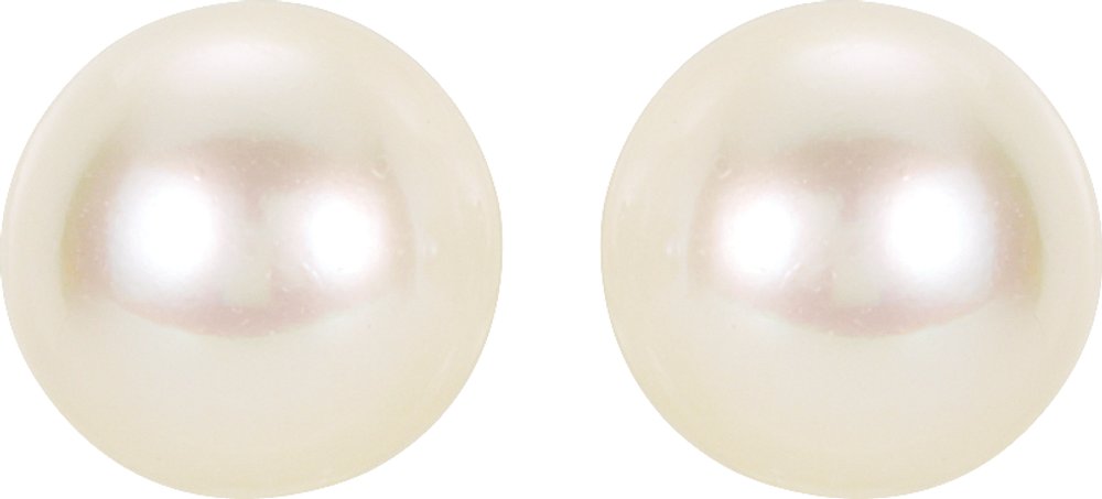 14K Yellow 5 mm Cultured White Akoya Pearl Earrings