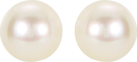 14K Yellow Gold 8 mm Cultured White Akoya Pearl Earrings