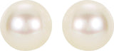 14K Yellow Gold 8 mm Cultured White Akoya Pearl Earrings