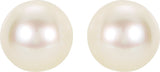 14K Yellow Gold 5 mm Cultured White Akoya Pearl Earrings