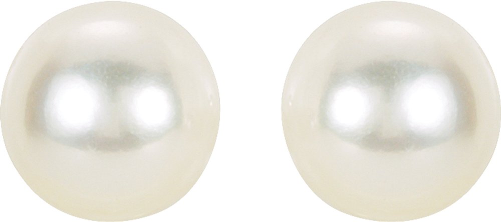 14K White 7 mm Cultured White Akoya Pearl Earrings