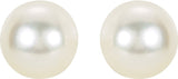 14K White 7 mm Cultured White Akoya Pearl Earrings