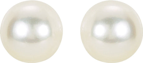 14K White 7 mm Cultured White Akoya Pearl Earrings