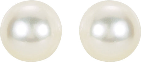 14K White Gold 7 mm Cultured White Akoya Pearl Earrings