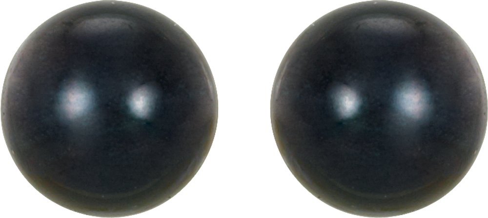 14K White  8 mm Cultured Black Akoya Pearl Earrings