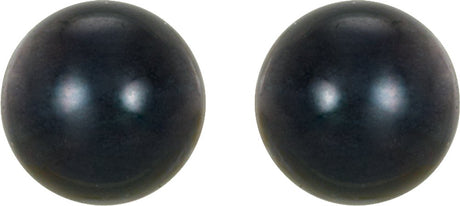 14K White Gold  8 mm Cultured Black Akoya Pearl Earrings