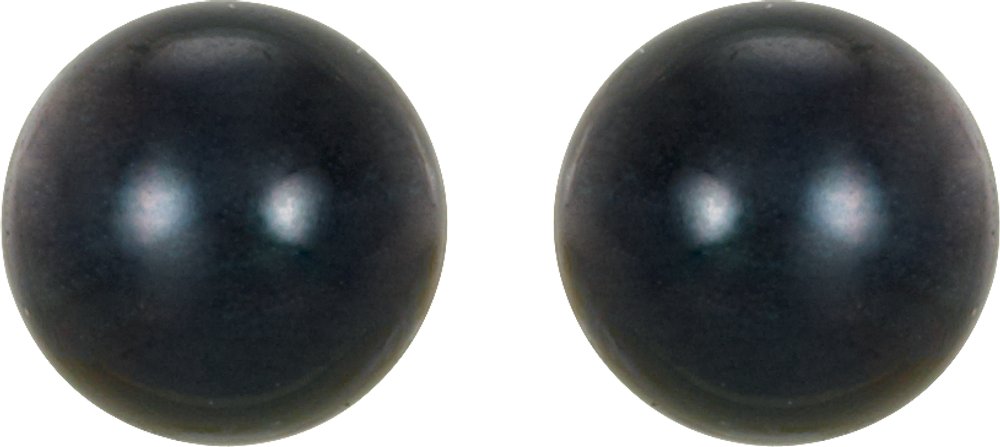 14K White Gold  8 mm Cultured Black Akoya Pearl Earrings