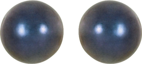 14K White Gold  6 mm Cultured Black Akoya Pearl Earrings
