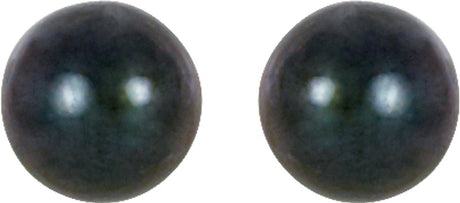14K White Gold 4 mm Cultured Black Akoya Pearl Earrings