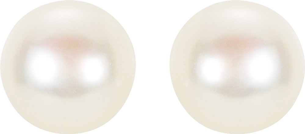 14K Yellow Panache® Cultured White Freshwater Pearl Stud Earrings