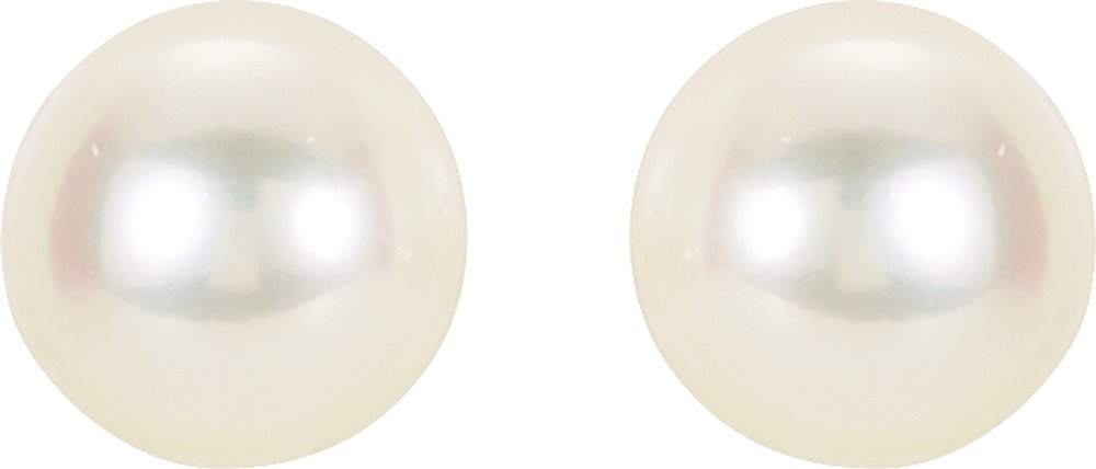 14K Yellow Panache® Cultured White Freshwater Pearl Stud Earrings