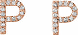 14K Rose Gold 1/10 CTW Natural Diamond Initial P Earrings