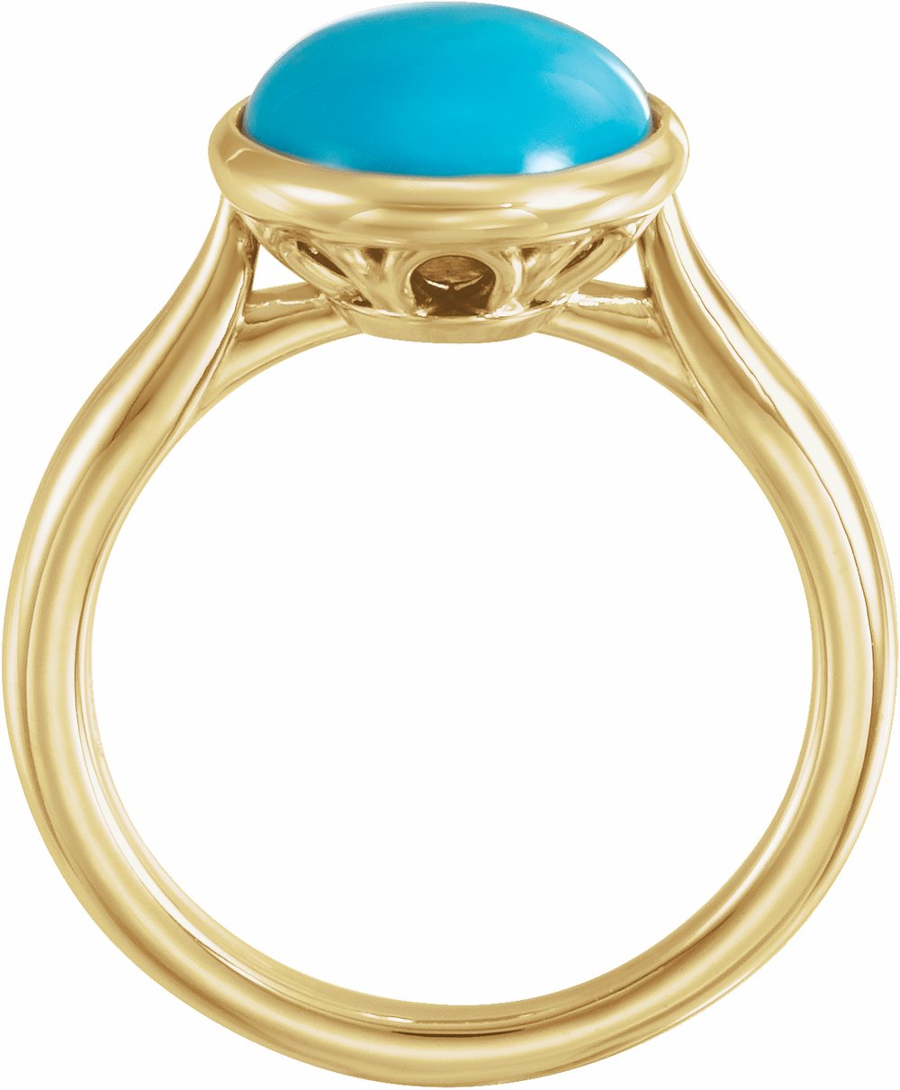 14K Yellow 12x10 mm Natural Turquoise Cabochon Ring