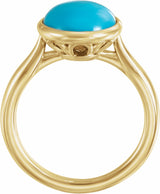 14K Yellow 12x10 mm Natural Turquoise Cabochon Ring