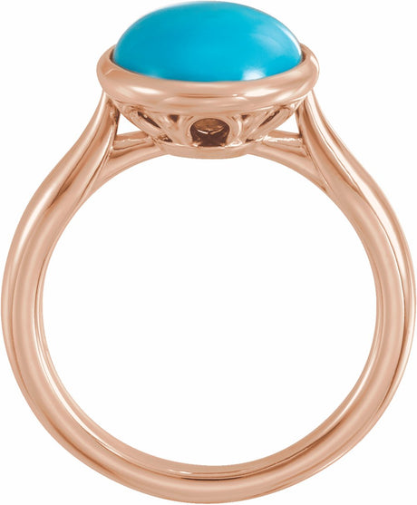 14K Rose Gold 12x10 mm Natural Turquoise Cabochon Ring