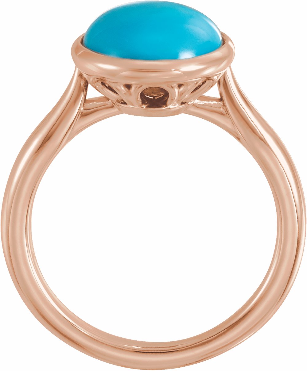 14K Rose Gold 12x10 mm Natural Turquoise Cabochon Ring