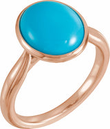 14K Rose Gold 12x10 mm Natural Turquoise Cabochon Ring