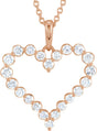 14K Rose Gold 1 CTW Natural Diamond Heart 18" Necklace 