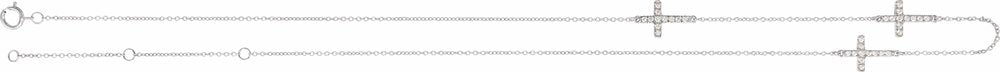 14K White 1/4 CTW Natural Diamond 3-Station Cross 16-18” Necklace