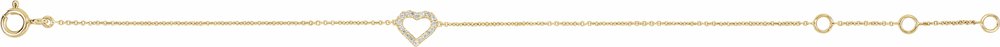 14K Yellow .06 CTW Natural Diamond Heart 6-7" Bracelet