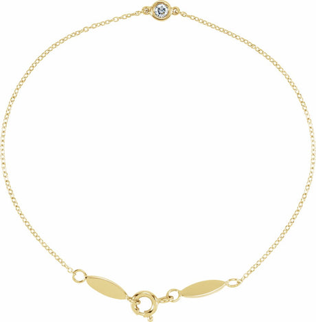 14K Yellow Gold .08 CT Natural Diamond 7" Bracelet