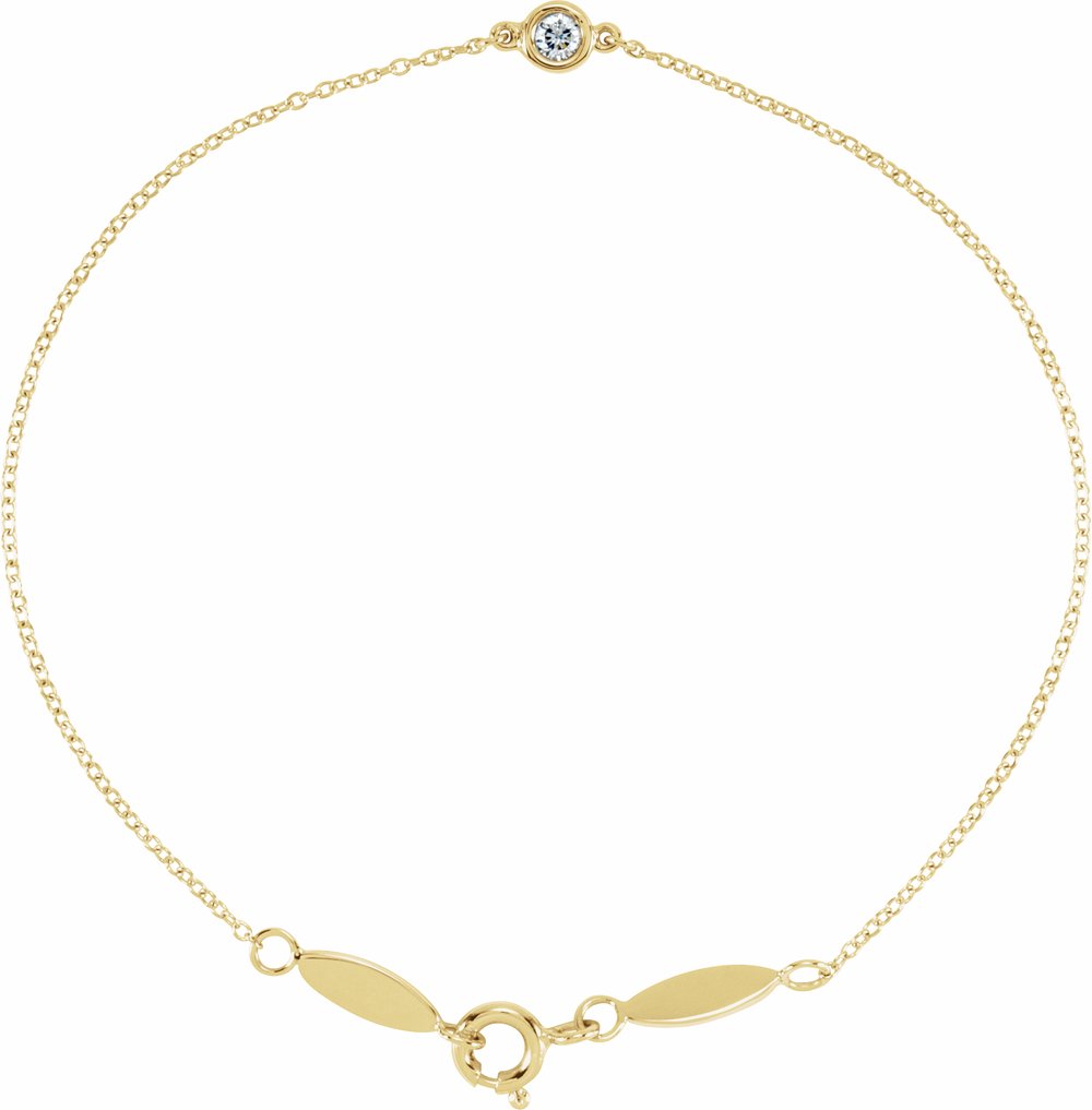 14K Yellow Gold .08 CT Natural Diamond 7" Bracelet
