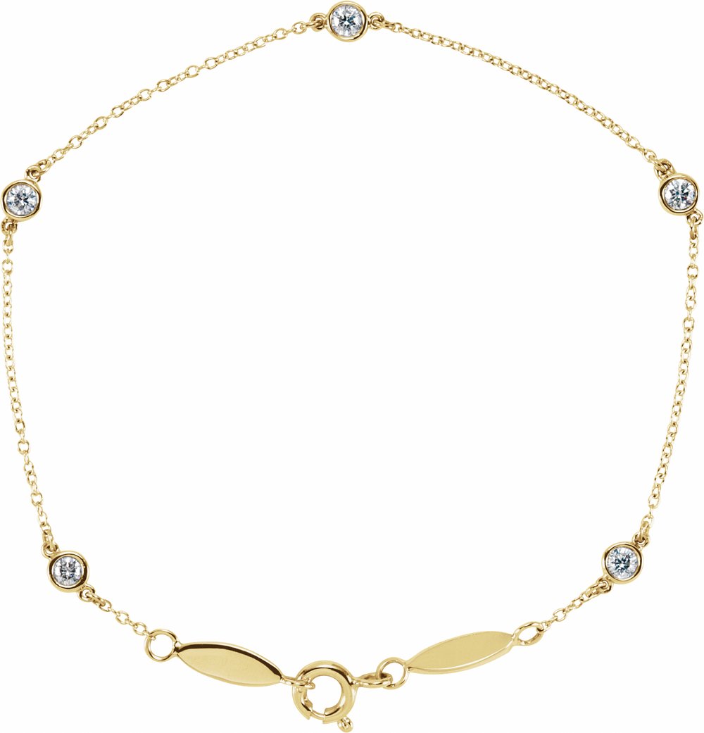 14K Yellow Gold 1/3 CTW Lab-Grown Diamond Bezel-Set Station 7" Bracelet