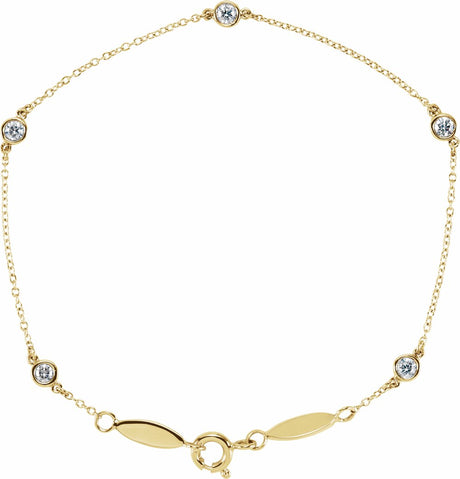 14K Yellow Gold 1/3 CTW Lab-Grown Diamond Bezel-Set Station 7" Bracelet