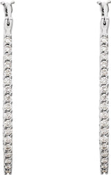 14K White Gold 1 CTW Natural Diamond Inside-Outside Hoop Earrings