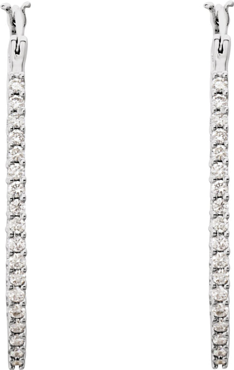 14K White 1 CTW Natural Diamond Inside-Outside Hoop Earrings