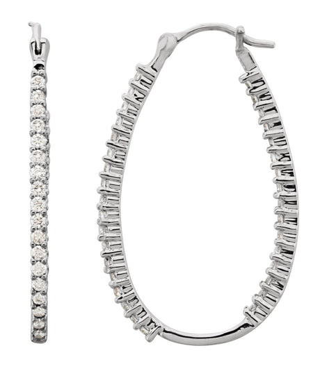 Platinum 1 CTW Natural Diamond Inside-Outside Hoop Earrings