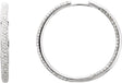 18K White Gold 1 3/4 CTW Natural Diamond Inside-Outside Hinged 32 mm Hoop Earrings