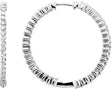 14K White Gold 1 CTW Natural Diamond Inside-Outside Hinged 32.5 mm Hoop Earrings